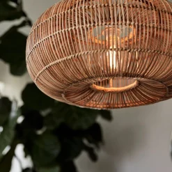 Udendørs Pendellamper ^ PR Home Zuri udendørs pendel, Ø 51 cm, rattan, stikprop