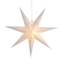 Dekorationsbelysning|Julepynt ^ STAR TRADING Prikket papirstjerne med hulmønster, hvid Ø 70 cm