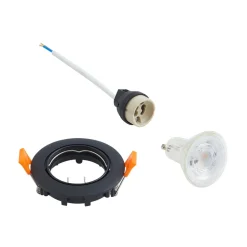 PRIOS Gang|Loftlamper > forsænket loftlampe Fibur, sort, aluminium, Ø 8,2 cm