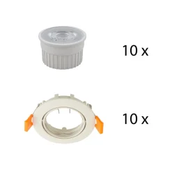 PRIOS Loftlamper|Loftlamper > indbygget loftspot Fibur med LED-modul, beige, sæt med 10 stk