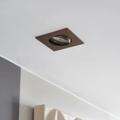 Gang|Loftlamper ^ PRIOS indbygningslampe Fibur, bronze mat, 9 cm, GU10