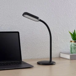 PRIOS Arbejdsrum/Kontor|Bordlamper > LED genopladelig bordlampe Opira, sort, USB, touchdæmper