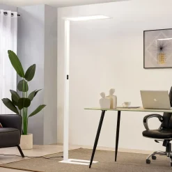 Gulvlamper ^ PRIOS LED-gulvlampe til kontor Taronis, hvid, 195 cm, dæmpbar