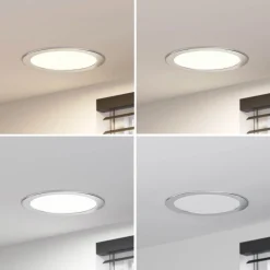 PRIOS Loftlamper|Indbygningsspots > LED-indbygningslampe Cadance, sølv, 24 cm, CCT, IP44