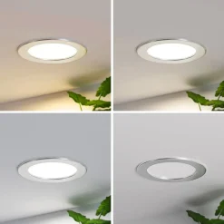 PRIOS Loftlamper > LED-indbygningslampe Cadance, sølv, 17 cm, sæt med 3, CCT