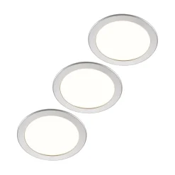 PRIOS Loftlamper|Indbygningsspots > LED-indbygningslampe Cadance, sølv, 22 cm, sæt med 3, CCT