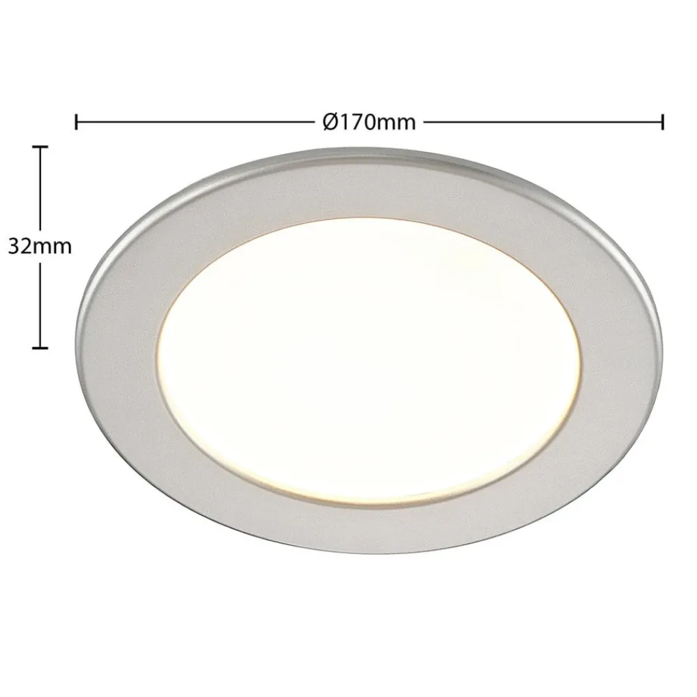Loftlamper|Loftlamper ^ PRIOS LED-indbygningslampe Cadance, sølv, 17 cm, CCT, IP44