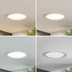 Loftlamper|Loftlamper ^ PRIOS LED-indbygningslampe Cadance, sølv, 22 cm, CCT, IP44