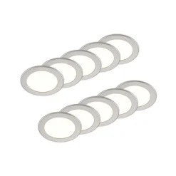 PRIOS Loftlamper|Indbygningsspots > LED-indbygningslampe Cadance, sølv, 17 cm, sæt med 10, CCT