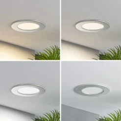 Loftlamper|Spotlights ^ PRIOS LED-indbygningslampe Cadance, sølv, 12 cm, sæt med 10, CCT