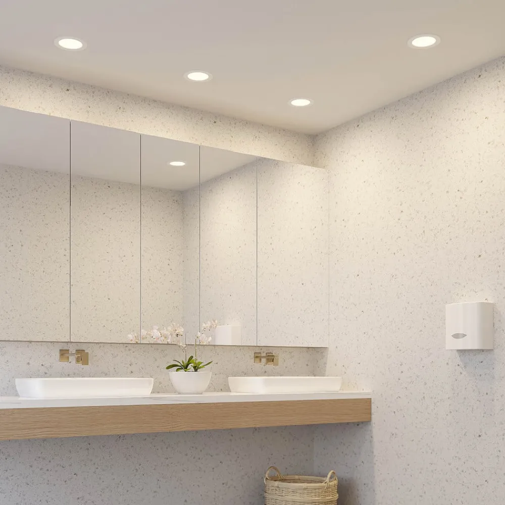 Gang|Loftlamper ^ PRIOS LED-indbygningslampe Cadance, hvid, 17 cm, CCT, IP44