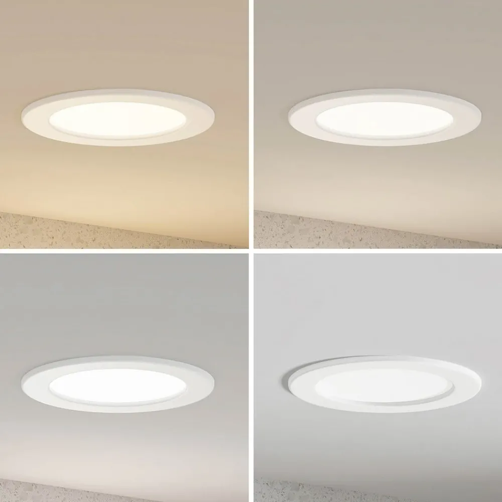 Gang|Loftlamper ^ PRIOS LED-indbygningslampe Cadance, hvid, 17 cm, CCT, IP44