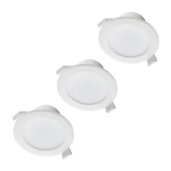 Loftlamper|Indbygningsspots ^ PRIOS LED-indbygningslampe Rida, 3 enheder, hvid, 23 cm, 30W, CCT, IP44