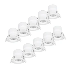 Loftlamper|Indbygningsspots ^ PRIOS LED indbygningslampe Shima, hvid, 7W, 3000K, 10stk, dæmpbar
