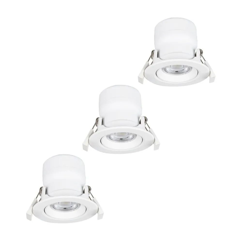 Indbygningsspots|Spotlights ^ PRIOS LED indbygningslampe Shima, hvid, 7W, 3000K, 3 enheder, dæmpbar