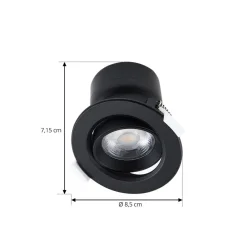 Indbygningsspots ^ PRIOS LED indbygningslampe Shima, sort, 9 W, 3000K, dæmpbar