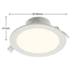 Loftlamper ^ PRIOS LED-indbygningsspot Rida, hvid. Ø 19 cm, CCT, IP44