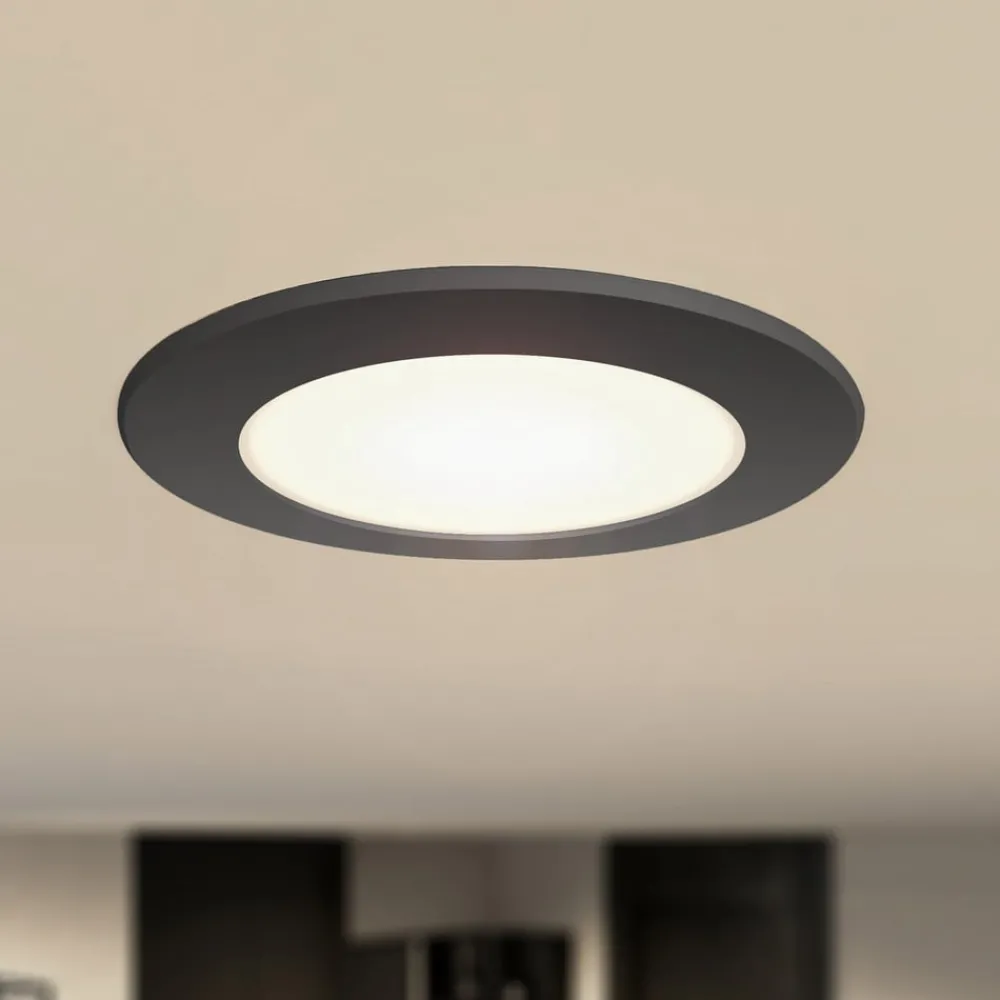 PRIOS Loftlamper|Loftlamper > LED-indbygningsspot Rida, sort, Ø 12 cm, CCT, IP44
