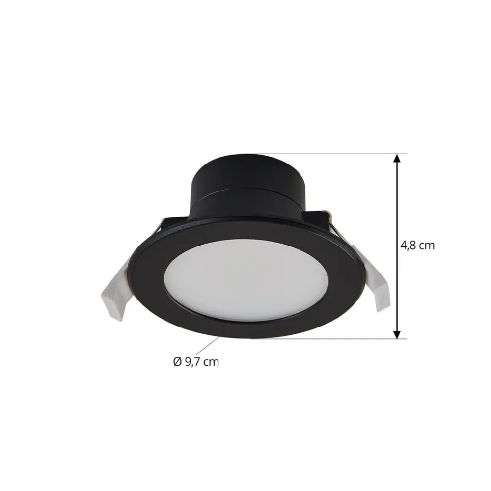 PRIOS Loftlamper|Loftlamper > LED-indbygningsspot Rida, sort, Ø 12 cm, CCT, IP44