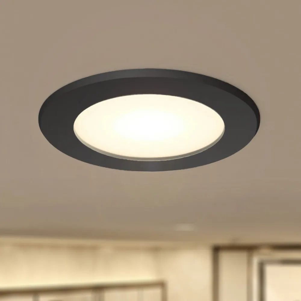 PRIOS Loftlamper|Loftlamper > LED-indbygningsspot Rida, sort, Ø 10 cm, CCT, IP44