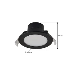 PRIOS Loftlamper|Loftlamper > LED-indbygningsspot Rida, sort, Ø 10 cm, CCT, IP44