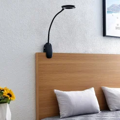 PRIOS Arbejdsrum/Kontor|Bordlamper > LED-klemmelygte Harumi, sort, genopladeligt batteri, USB, 51 cm