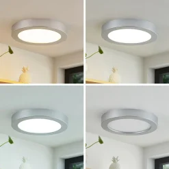 PRIOS Loftlamper|Loftlamper > LED-loftlampe Edwina, sølv, 25 cm, CCT, IP44