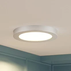 Loftlamper ^ PRIOS LED-loftlampe Edwina, sølv, 23 cm, CCT, IP44