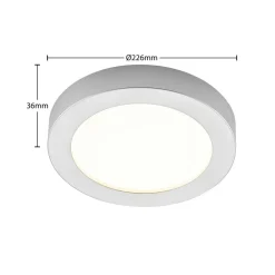 Loftlamper ^ PRIOS LED-loftlampe Edwina, sølv, 23 cm, CCT, IP44