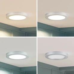 Loftlamper ^ PRIOS LED-loftlampe Edwina, sølv, 23 cm, CCT, IP44
