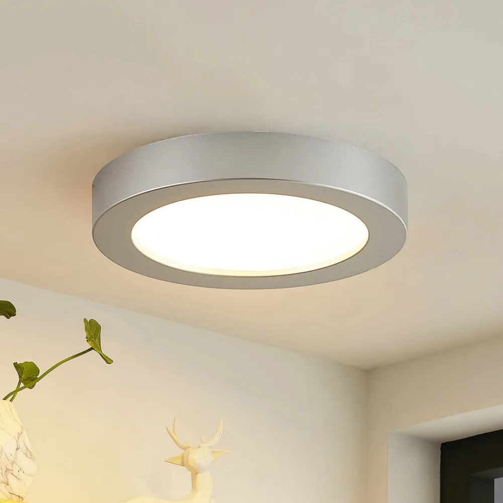 PRIOS Loftlamper|Indbygningsspots > LED-loftlampe Edwina, sølv, 23 cm, sæt med 2 stk