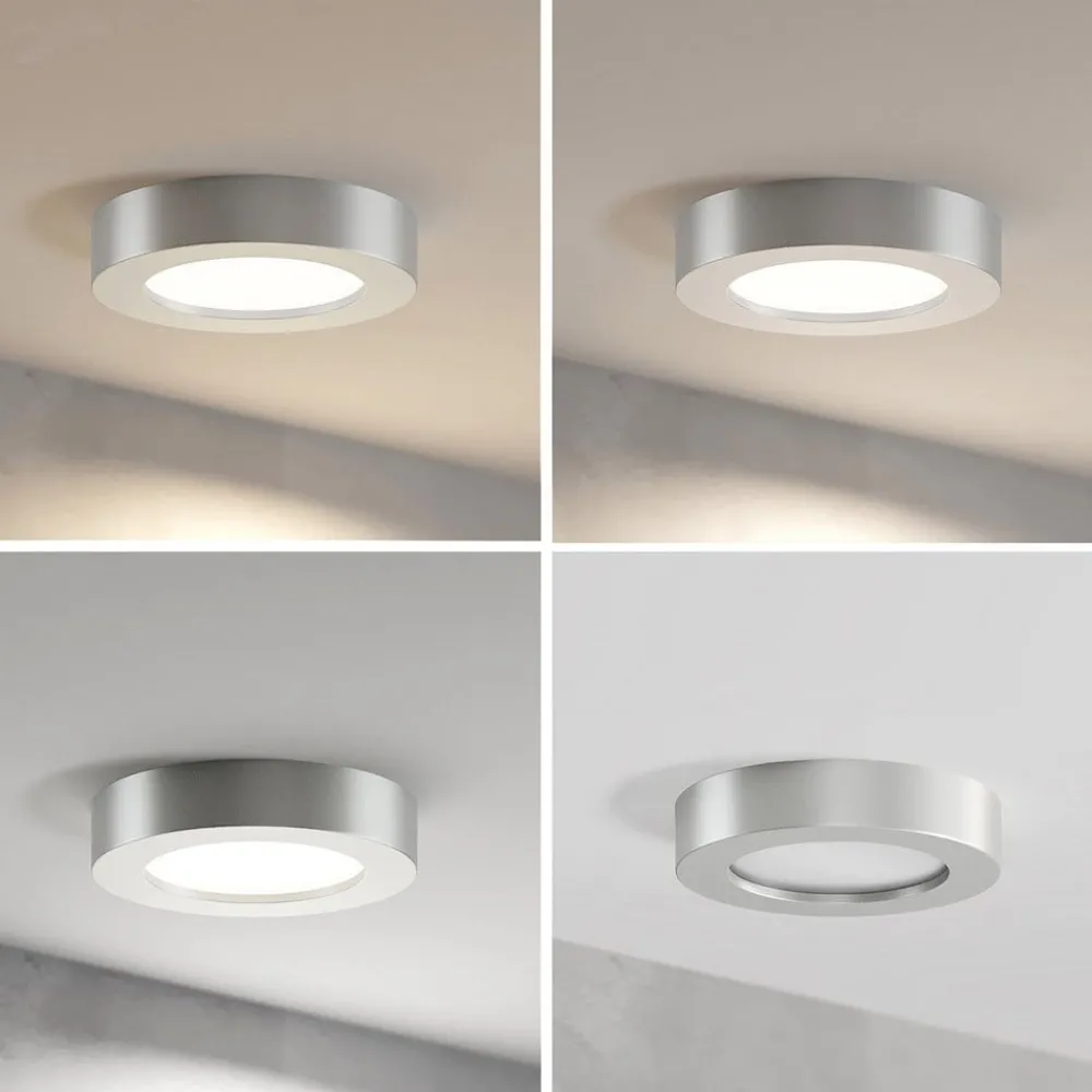 Loftlamper ^ PRIOS LED-loftlampe Edwina, sølv, 18 cm, sæt med 2 stk