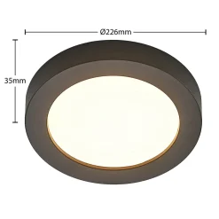 PRIOS Loftlamper|Loftlamper > LED-loftlampe Edwina, sort, 23 cm, CCT, IP44