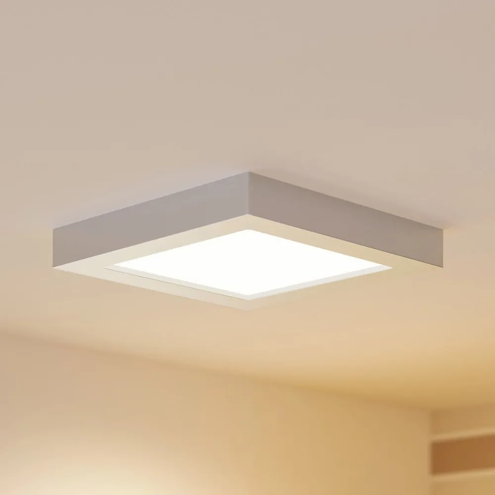 Loftlamper ^ PRIOS LED-loftslampe Alette, sølv, 22,7 cm, 18W, dæmpbar