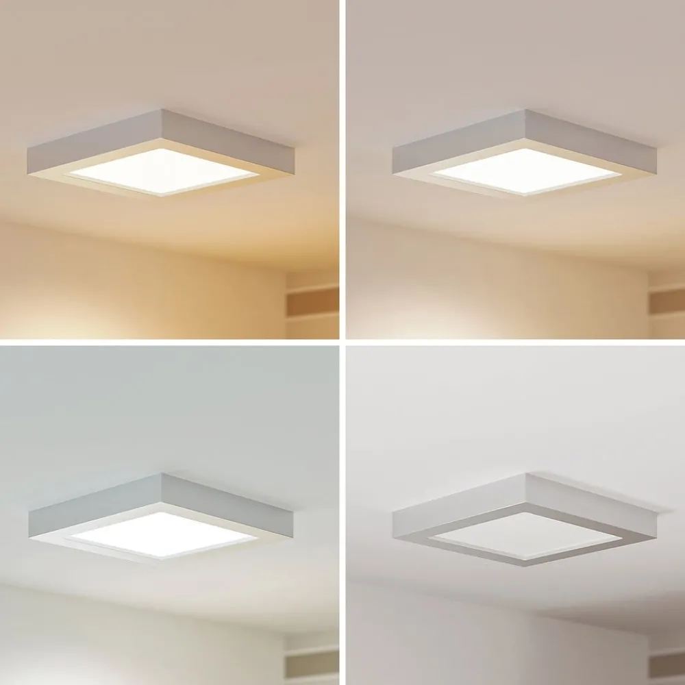 Loftlamper ^ PRIOS LED-loftslampe Alette, sølv, 22,7 cm, 18W, dæmpbar