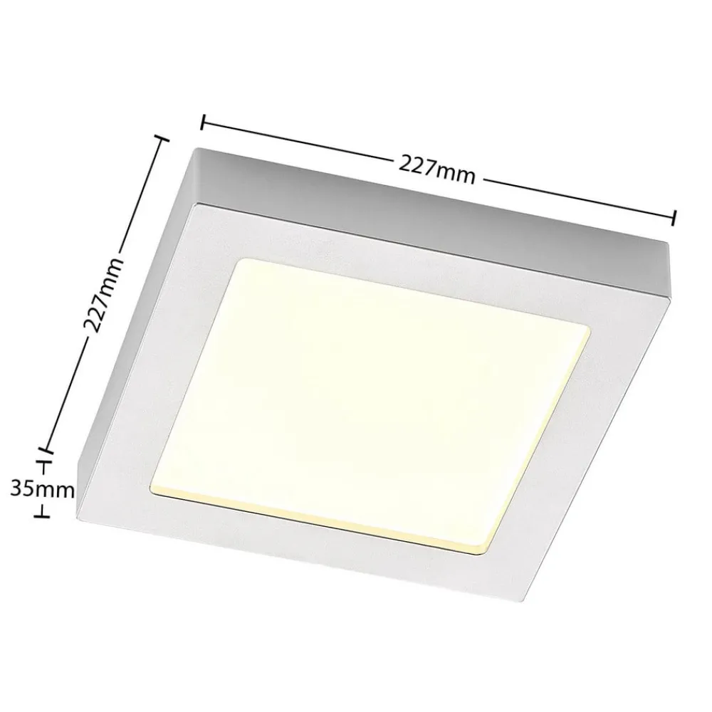 Loftlamper ^ PRIOS LED-loftslampe Alette, sølv, 22,7 cm, 18W, dæmpbar