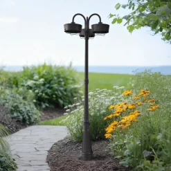 PRIOS Terrassebelysning|Gadebelysning > LED-udendørslampe Thorus, 204 cm, sort, 3 lyskilder, IP44