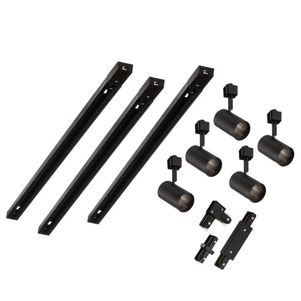 Gang|Pendellamper ^ PRIOS 1 lyskilde skinnesystem Jorell, sort, 5 lyskilder, GU10