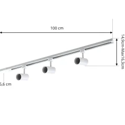 PRIOS Gang|Pendellamper > 1 lyskilde skinnesystem Jorell, hvid, 3 lyskilder, GU10