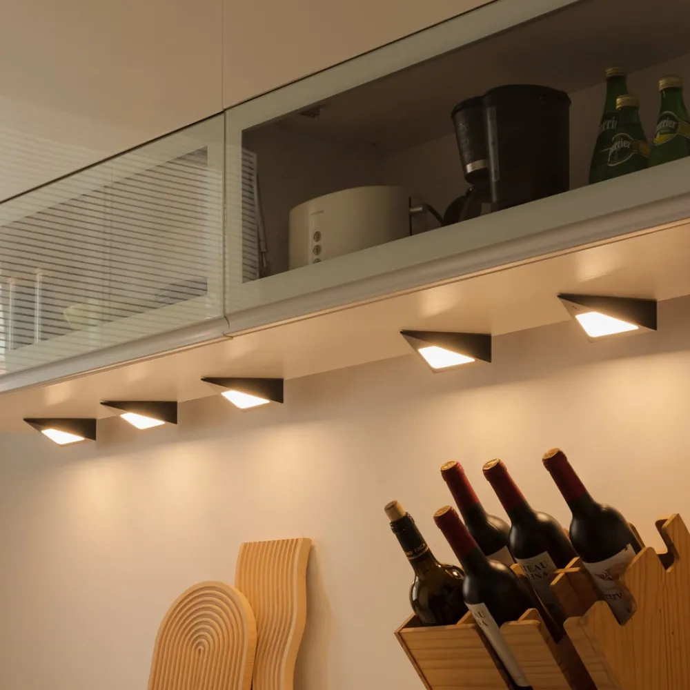 Underskabsbelysning ^ PRIOS Odia LED-underskabsbelysning, sort, sæt med 5 stk