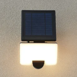 Solcelle Lampe Med Sensor|Væglampe Med Sensor ^ PRIOS Yahir LED-solcellevægspot, sensor, sort