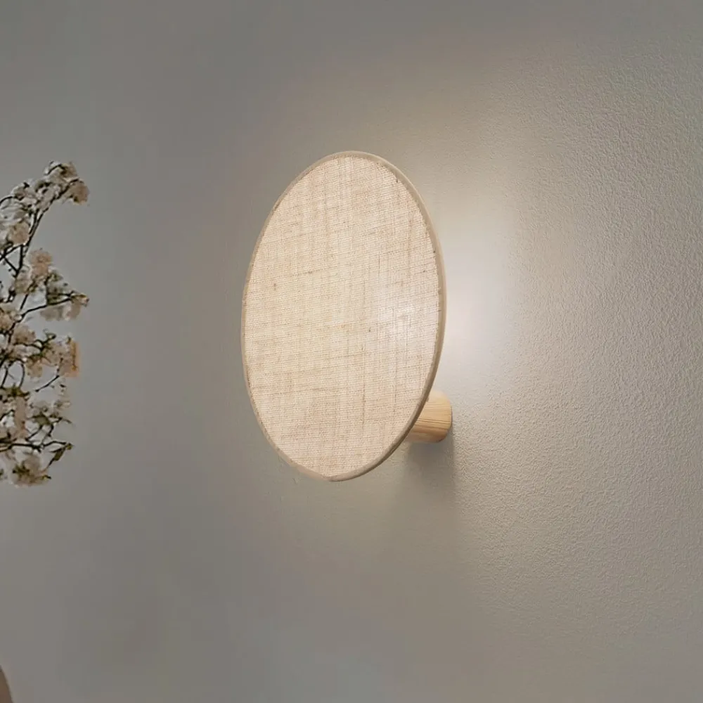 TK Lighting Væglamper > Pulse væglampe, jute-skærm, naturbrun, Ø 30 cm
