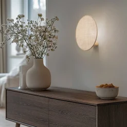TK Lighting Væglamper > Pulse væglampe, jute-skærm, naturbrun, Ø 30 cm