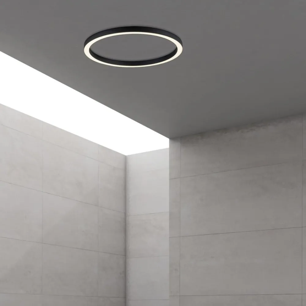 Loftlamper|Loftlamper ^ PURE LED-loftlampe Lines, Ø 70 cm, antracit, CCT, fjernbetjening