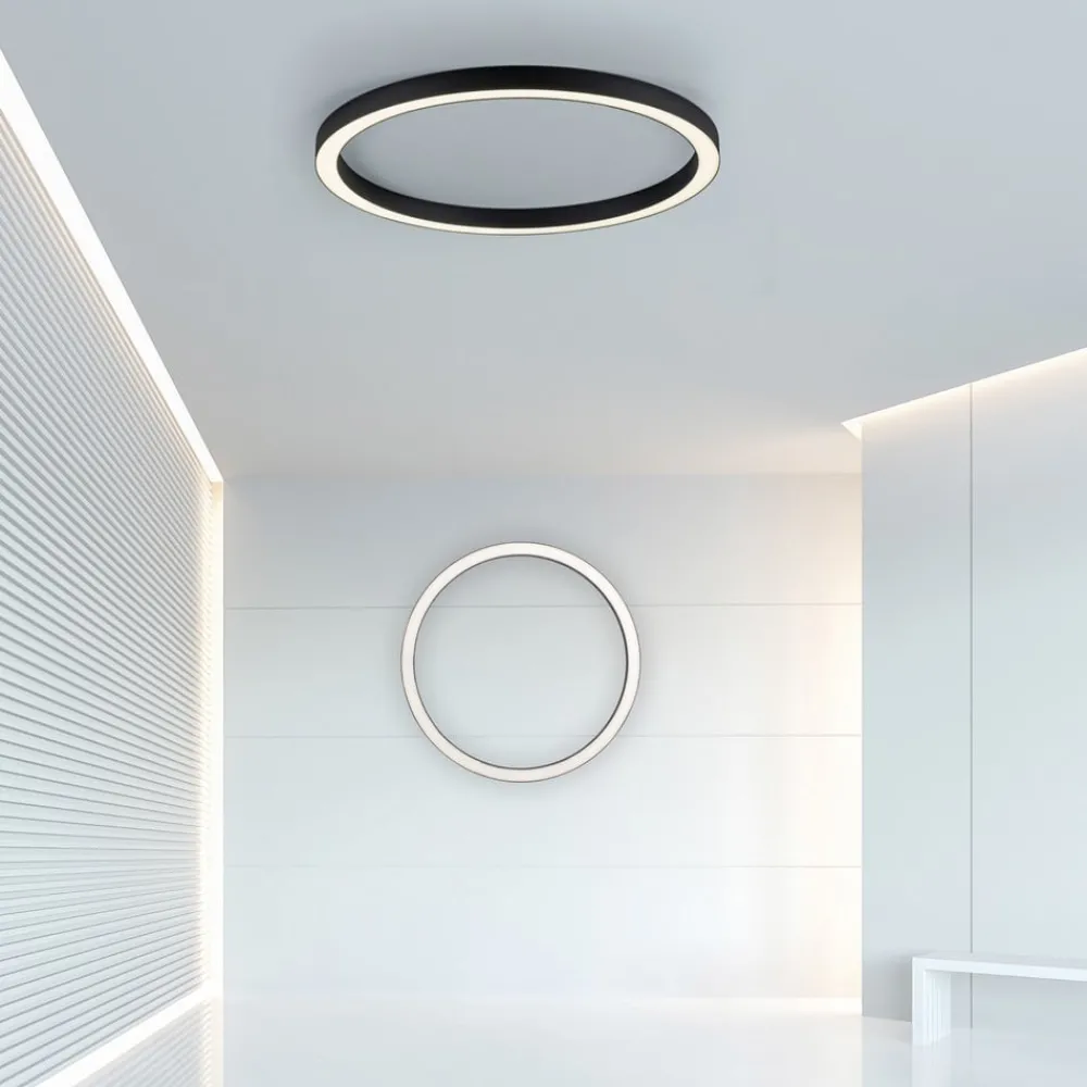 Loftlamper|Loftlamper ^ PURE LED-loftlampe Lines, Ø 70 cm, antracit, CCT, fjernbetjening