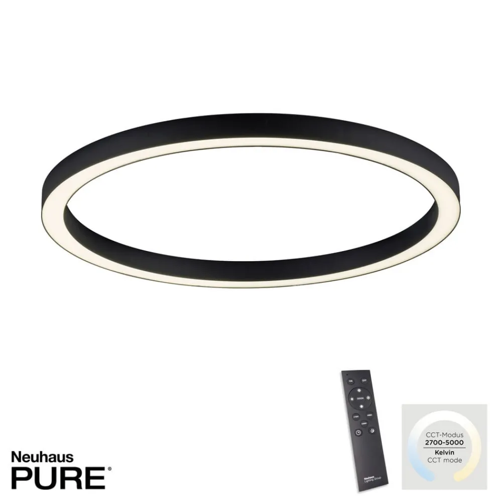 Loftlamper|Loftlamper ^ PURE LED-loftlampe Lines, Ø 70 cm, antracit, CCT, fjernbetjening