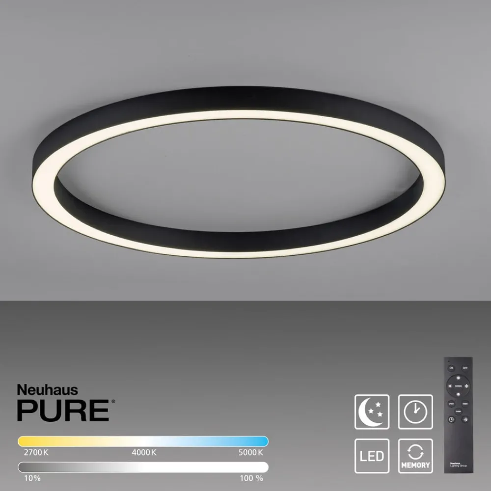 Loftlamper|Loftlamper ^ PURE LED-loftlampe Lines, Ø 70 cm, antracit, CCT, fjernbetjening