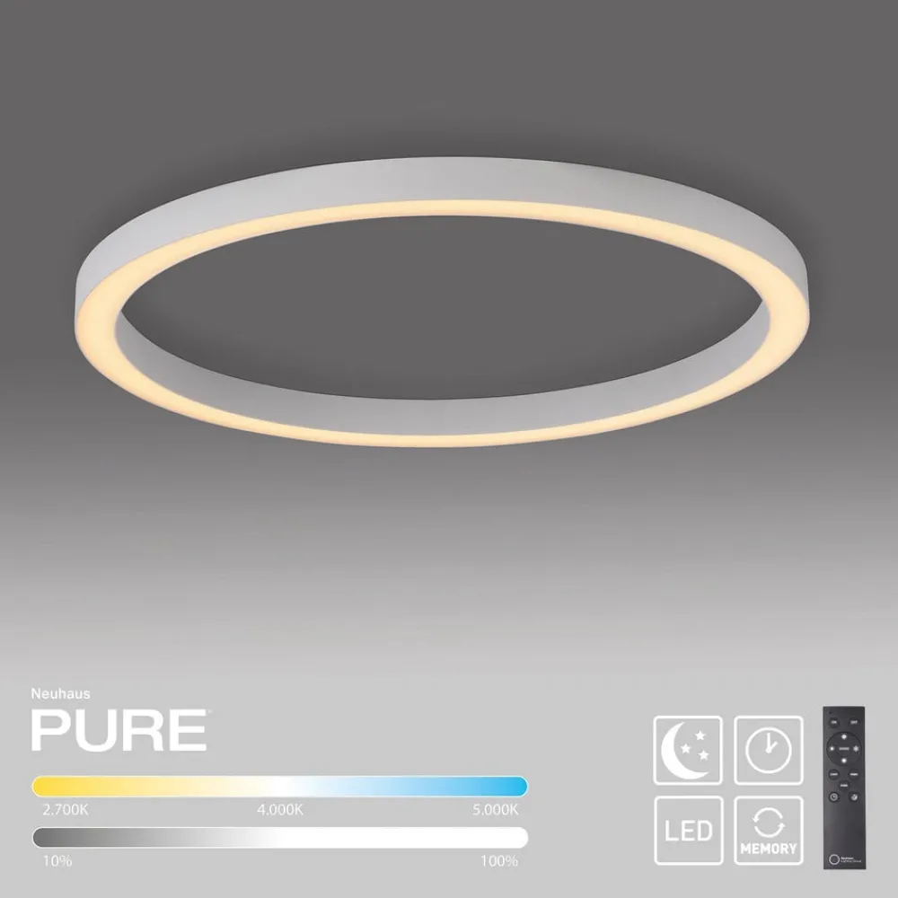 PURE Loftlamper|Loftlamper > LED-loftlampe Lines, Ø 70 cm, hvid, CCT-fjernbetjening