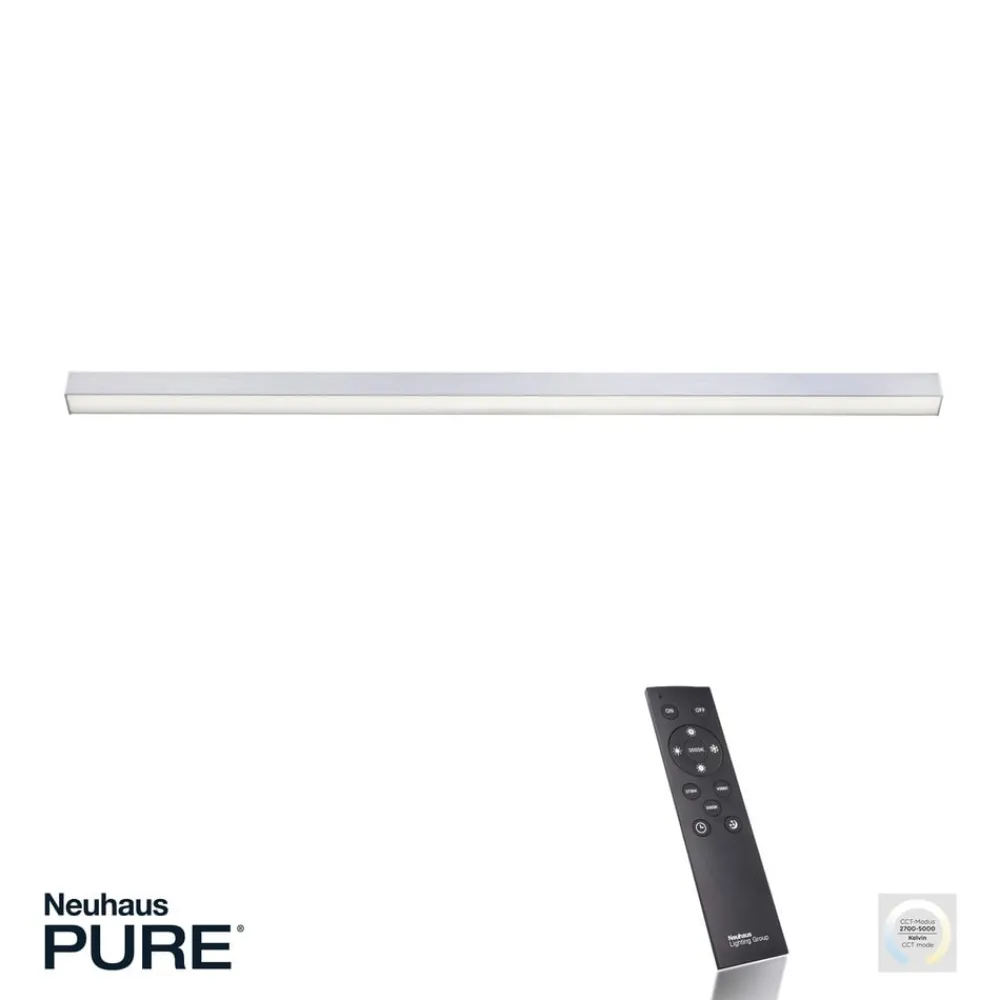 PURE Loftlamper|Loftlamper > LED-loftlampe Lines, 110 cm, sølv, CCT, fjernbetjening
