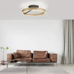 Loftlamper ^ PURE LED-loftlampe Loop messing/sort metal Ø 60 cm CCT